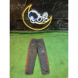 Nike Dri-Fit Swoosh Youth Dark Gray Jogger Sweatpants Sz. 4/XS Red Graphic Print